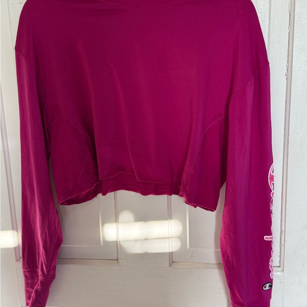 Champion Pink Oversized Cropped Hoodie